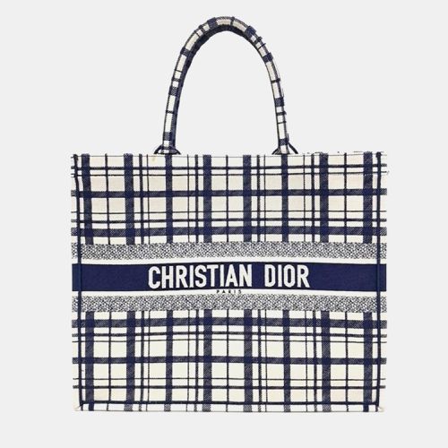 Dior Navy Blue/Ivory Oblique Canvas Book Tote Bag - Dior - Modalova