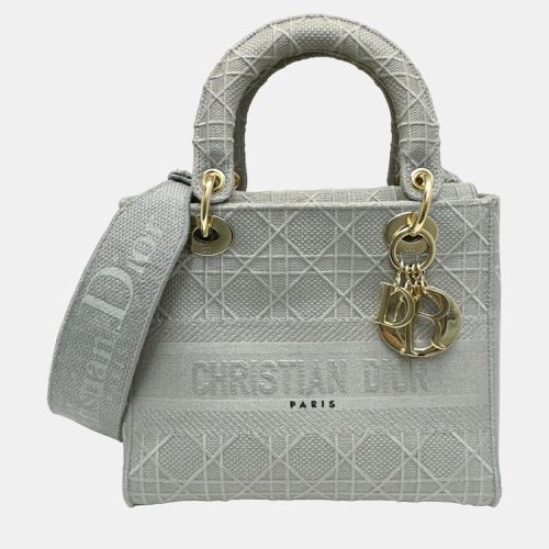 Dior Grey Canvas Medium Cannage Lady D-Lite Tote Bag - Dior - Modalova