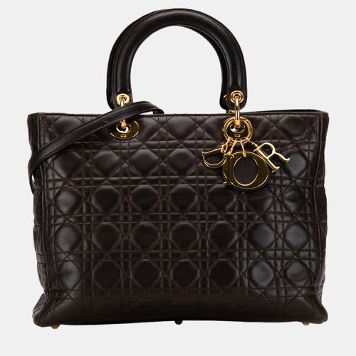 Dior Brown Large Lambskin Cannage Lady Dior - Dior - Modalova