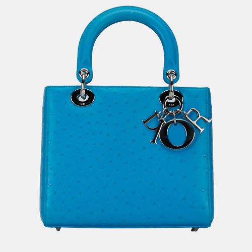 Dior Blue Leather Medium Leather Lady Dior Top Handle Bag - Dior - Modalova