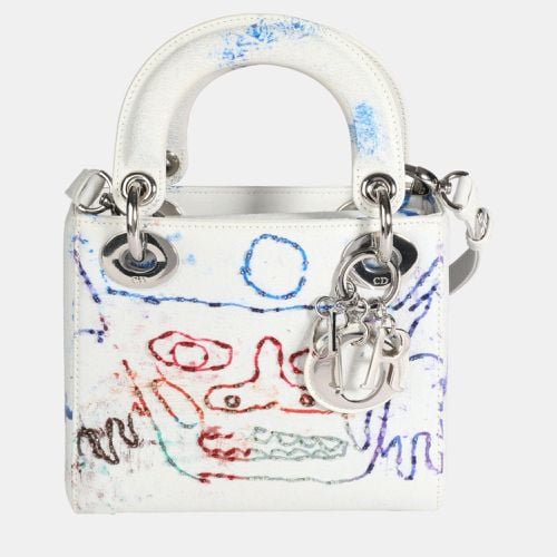 Dior X Spencer White Leather Sweeney Limited Edition Multicolor Mini Lady Dior Top Handle Bag - Dior - Modalova