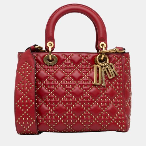 Dior Red Medium Lambskin Cannage Studded Supple Lady Dior - Dior - Modalova