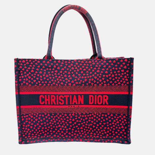 Dior Navy Blue/Red Canvas I Love Paris Heart Embroidered Canvas Medium Book Tote Bag - Dior - Modalova