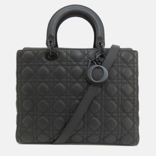 Dior Black Leather Large Ultra Matte Lady Dior Top Handle Bag - Dior - Modalova