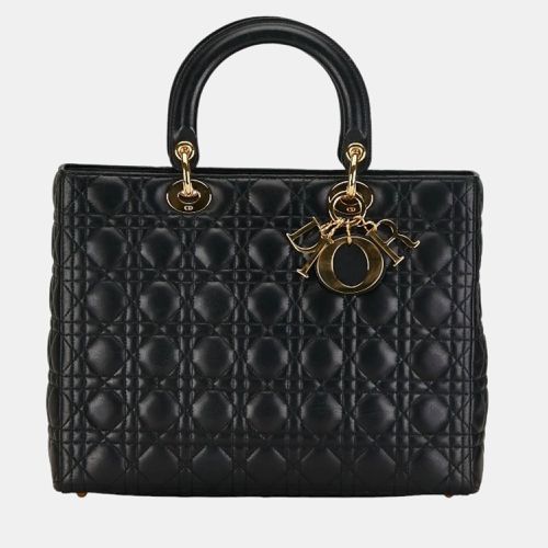 Dior Black Leather Large Lady Dior Top Handle Bags - Dior - Modalova