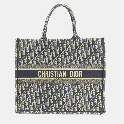 Dior Navy Blue Oblqiue Canvas Large Book Tote Tote Bag - Dior - Modalova