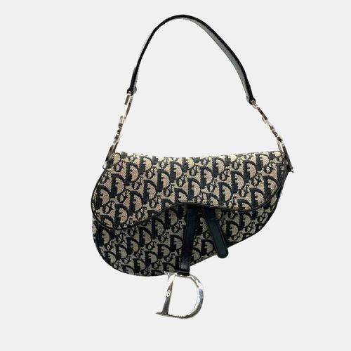 Dior Black Canvas Oblique Saddle Shoulder Bag - Dior - Modalova