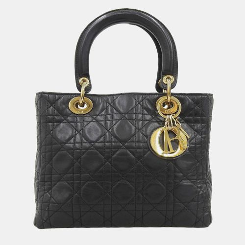 Dior Black Leather Medium Lady Dior Top Handle Bags - Dior - Modalova