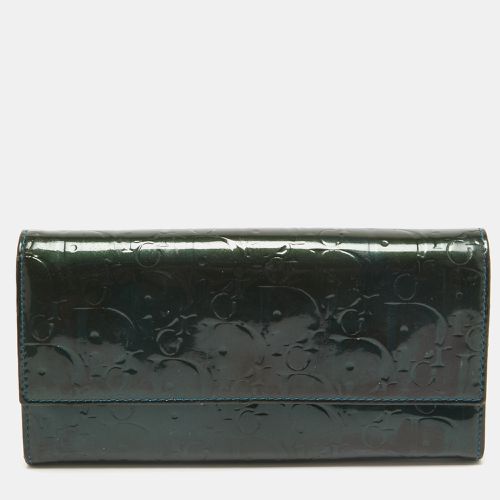 Dior Green Oblique Embossed Patent Leather Continental Flap Wallet - Dior - Modalova