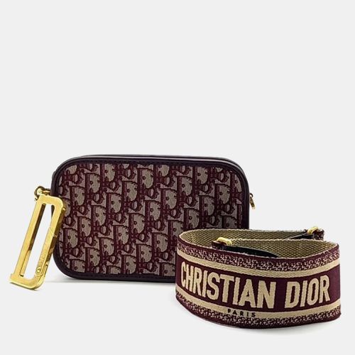 Dior Burgundy Canvas Oblique Quake Pouch - Dior - Modalova