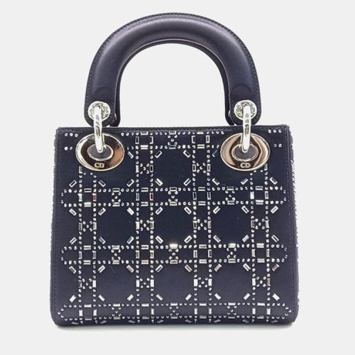 Dior Dark Navy Blue Satin Mini Lady Dior Tote Bag - Dior - Modalova