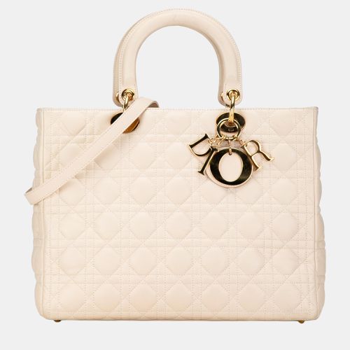 Dior Beige Large Lambskin Cannage Lady Dior - Dior - Modalova