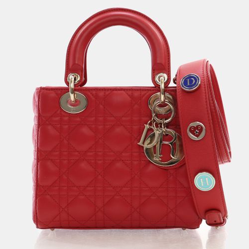 Dior Red Leather Medium Lady Dior Top Handle Bags - Dior - Modalova