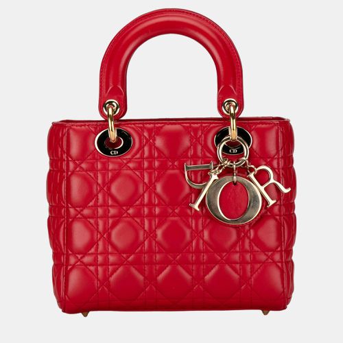 Dior Red Small Lambskin Cannage Lucky Badges My Lady Dior - Dior - Modalova