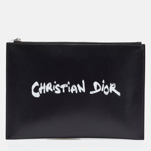 Dior Black Leather Logo Slim Pouch - Dior - Modalova