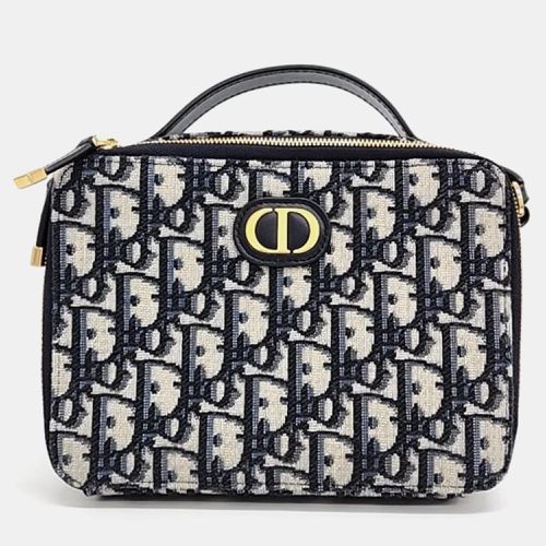 Christian Dior Ecru/Navy Oblique 30 Montaine Box Bag - Dior - Modalova