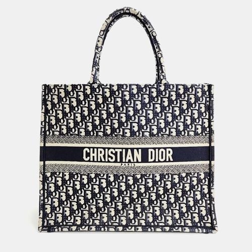 Christian Dior Navy Blue Canvas Oblique Book Tote 42 Bag - Dior - Modalova