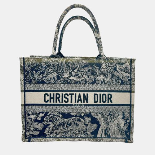 Dior Navy/Off-white Canvas Medium Lady Dior Tote Bag - Dior - Modalova