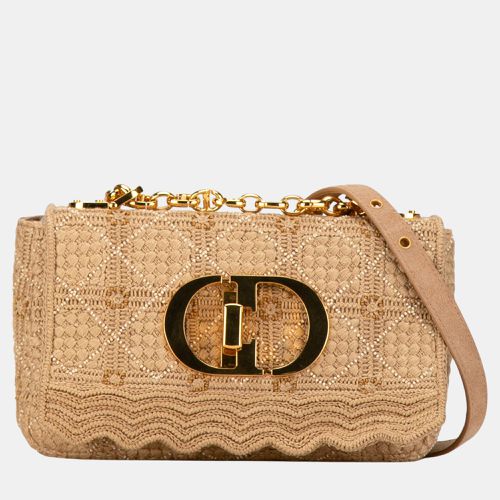 Dior Beige Small Embroidered Raffia Cannage Caro Bag Bag - Dior - Modalova