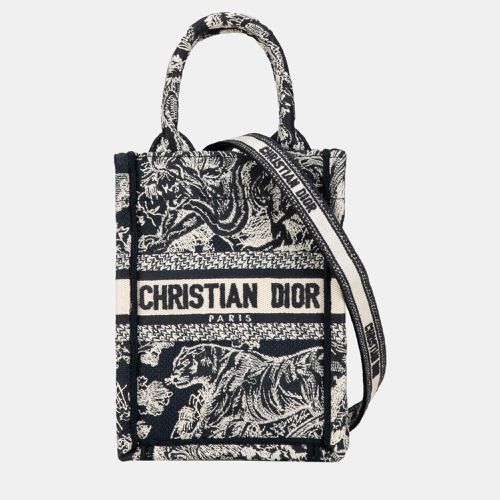 Dior Navy Blue Mini Toile de Jouy Reverse Embroidered Vertical Book Tote - Dior - Modalova