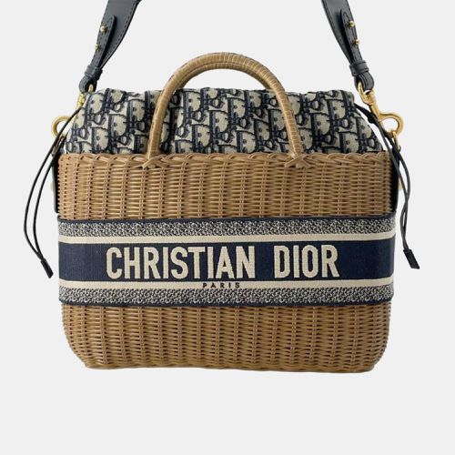 Dior Beige/Brown Oblique Wicker Basket Bag - Dior - Modalova