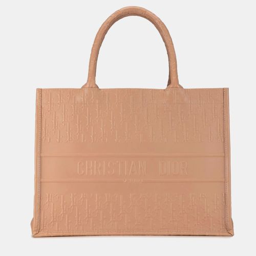 Christian Dior Pink beige Oblique Calfskin Embossed Medium Book Tote Bag - Dior - Modalova