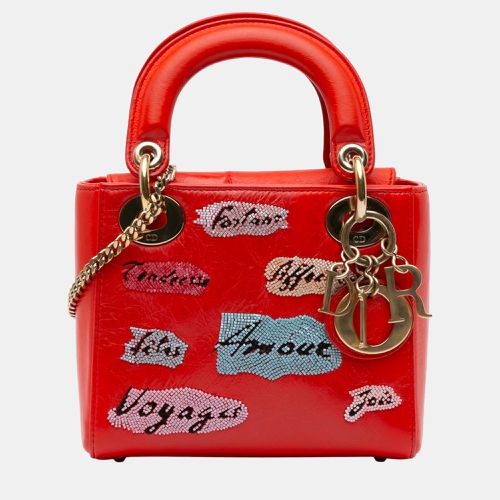 Dior Red Mini Sequin Embellished Lady Dior Tote Bag - Dior - Modalova