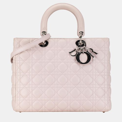 Dior Pink Lambskin Leather Large Lady Dior Tote Bag - Dior - Modalova