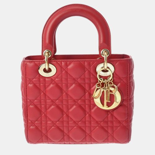 Dior Red Leather Medium Lady Dior Tote Bag - Dior - Modalova