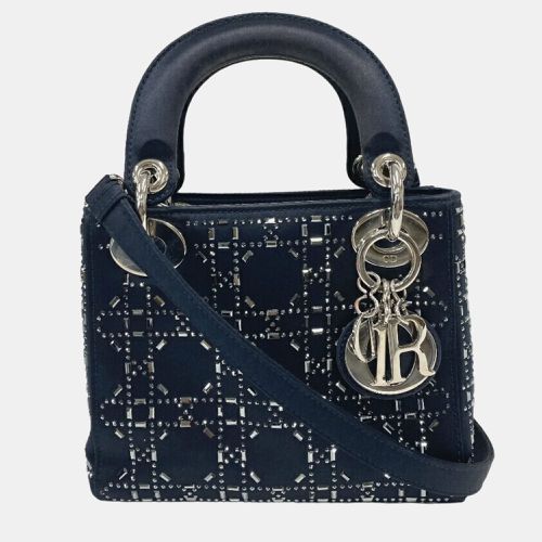 Dior Dark Navy Blue Satin Mini Lady Dior Tote Bag - Dior - Modalova