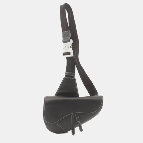 Dior Black Grained Calfskin Leather Saddle Bag - Dior - Modalova