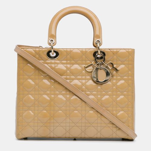 Dior Beige Patent Leather Large Cannage Lady Dior Tote Bag - Dior - Modalova