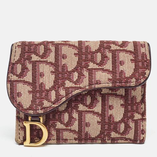 Dior Burgundy Diorissimo Canvas Saddle Compact Wallet - Dior - Modalova