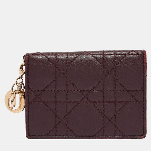 Dior Burgundy Cannage Leather Lady Dior Card Holder - Dior - Modalova