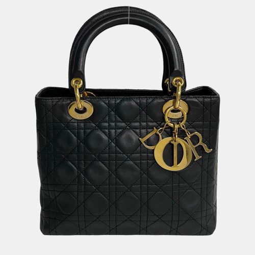 Dior Black Leather Medium Lady Dior Top Handle Bag - Dior - Modalova