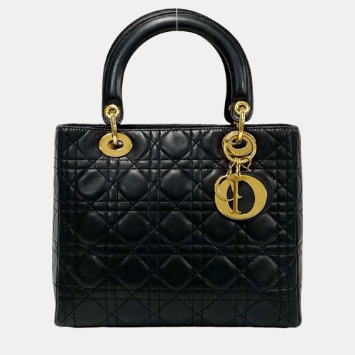 Dior Black Leather Medium Lady Dior Top Handle Bag - Dior - Modalova