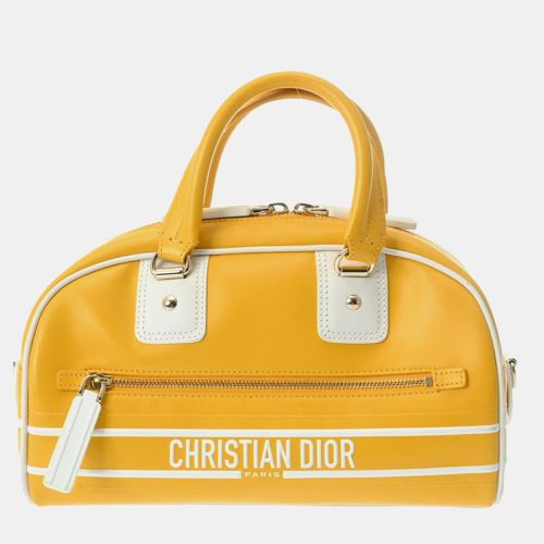 Dior Yellow/White Leather Small Vibe Zip Bowling Bag - Dior - Modalova