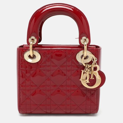 Dior Red Cannage Patent Leather Mini Chain Lady Dior Tote - Dior - Modalova