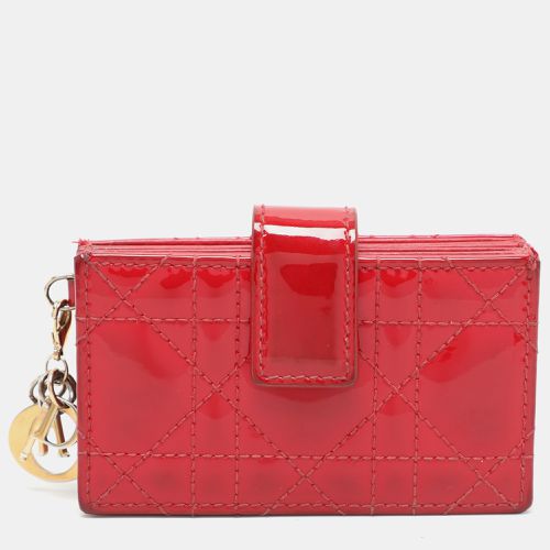 Dior Red Cannage Patent Leather Lady Dior Gusset Card Case - Dior - Modalova