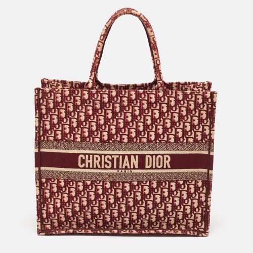 Dior Burgundy Oblique Embroidered Canvas Large Book Tote - Dior - Modalova