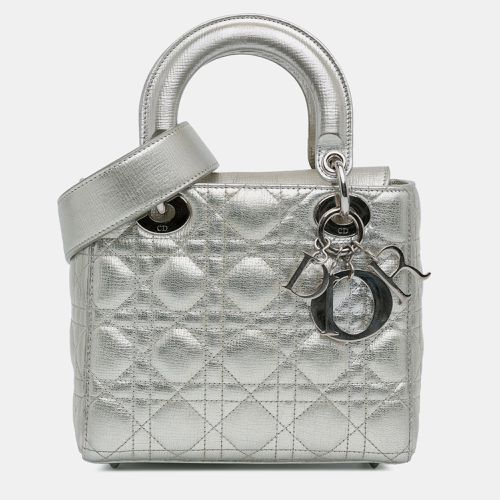 Dior Silver Metallic Grained Calfskin Leather Small Cannage Lucky Badges My Lady Dior Shoulder Bag - Dior - Modalova