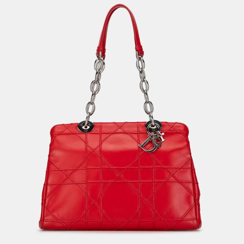 Dior Red Lambskin Leather Small Cannage Soft Zip Shopping Tote Bag - Dior - Modalova