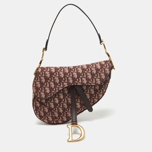 Dior Burgundy Oblique Canvas Saddle Bag - Dior - Modalova