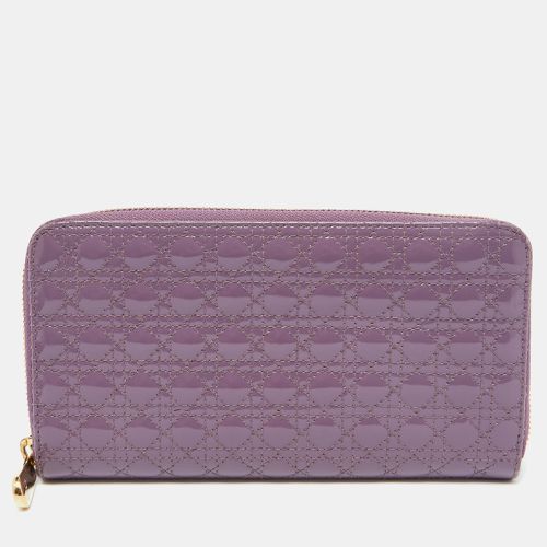 Dior Purple Cannage Patent Leather Lady Dior Zip Around Wallet - Dior - Modalova