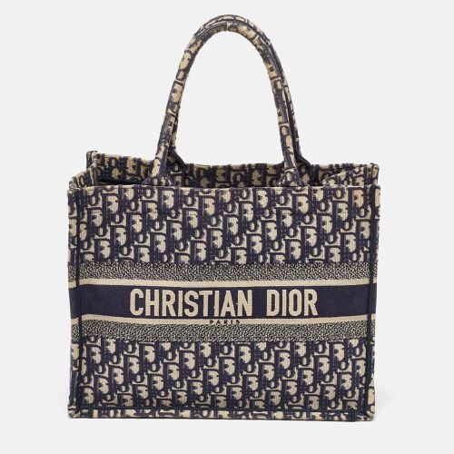 Dior Navy Blue Oblique Embroidered Canvas Medium Book Tote - Dior - Modalova