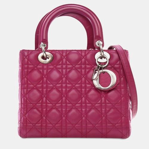 Dior Pink Calfskin Leather Medium Cannage Lady Dior Tote Bag - Dior - Modalova