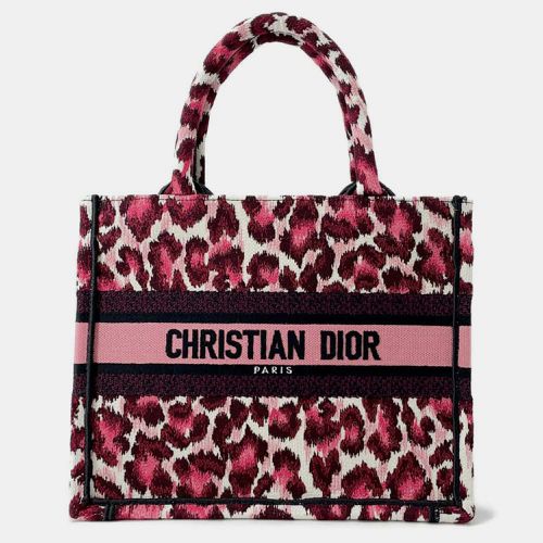 Dior Pink Canvas Leopard Print Small Book Tote Bag - Dior - Modalova