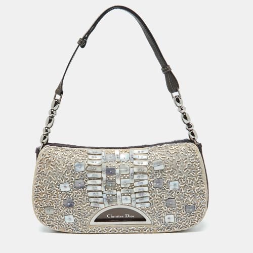 Dior Beige/Purple Calfhair and Bead Embellished Limited Edition 498/880 Malice Shoulder Bag - Dior - Modalova