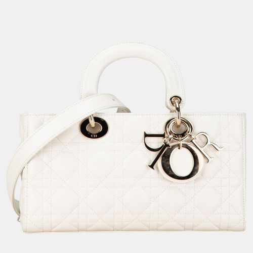 Dior White Lambskin Leather Medium Cannage Lady D-Joy Top Handle Bag - Dior - Modalova