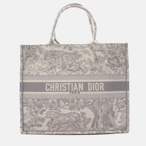 Dior Grey/Ivory Embroidered Canvas Large Book Tote Tote Bag - Dior - Modalova